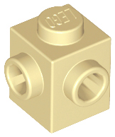 LEGO 26604 Tan Brick, Modified 1 x 1 with Studs on 2 Sides, Adjacent (Beige)